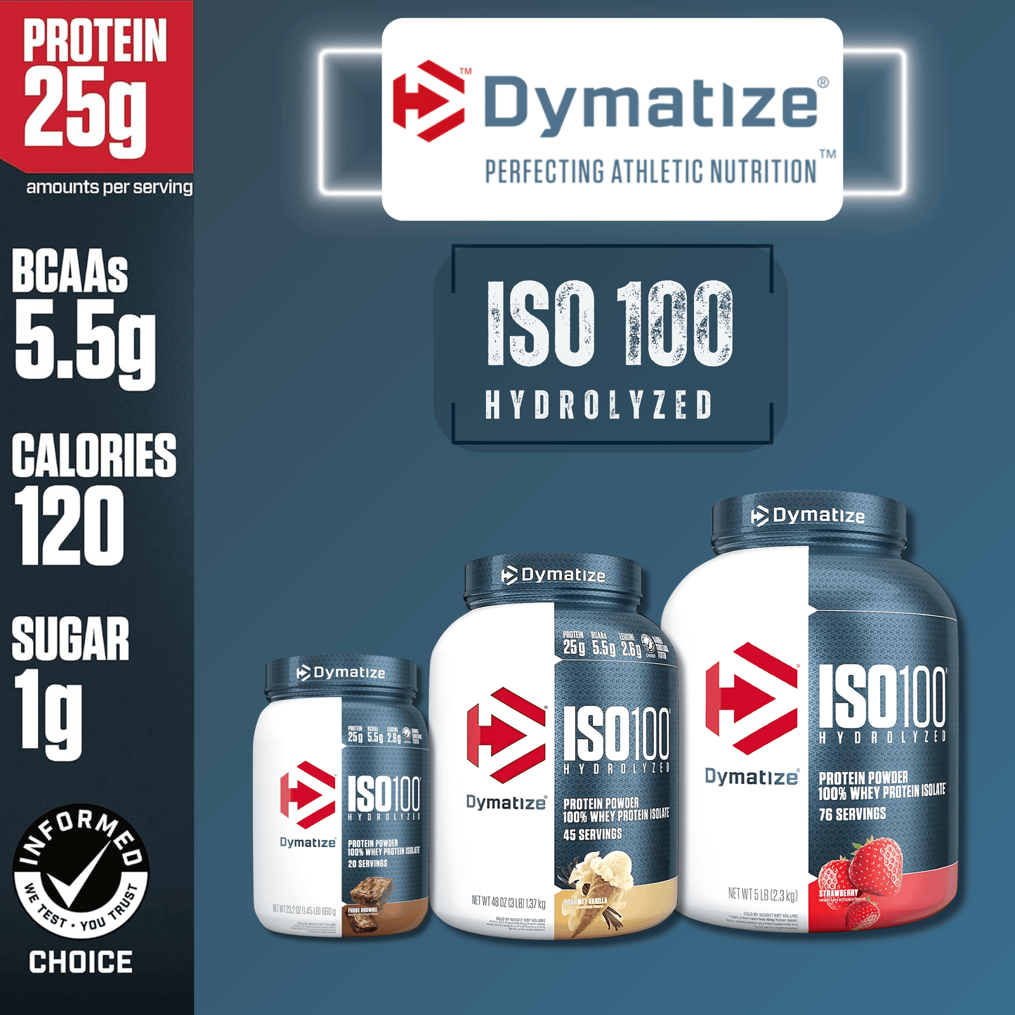 Dymatize ISO100 - Hydrolyzed Protein Powder - 100% Whey Isolate - (Multiple Flavors)