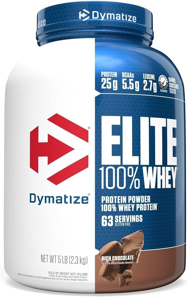 Dymatize Elite 100% Whey Protein Powder, 25g of Protein, 60+ Servings (Multiple Flavors)