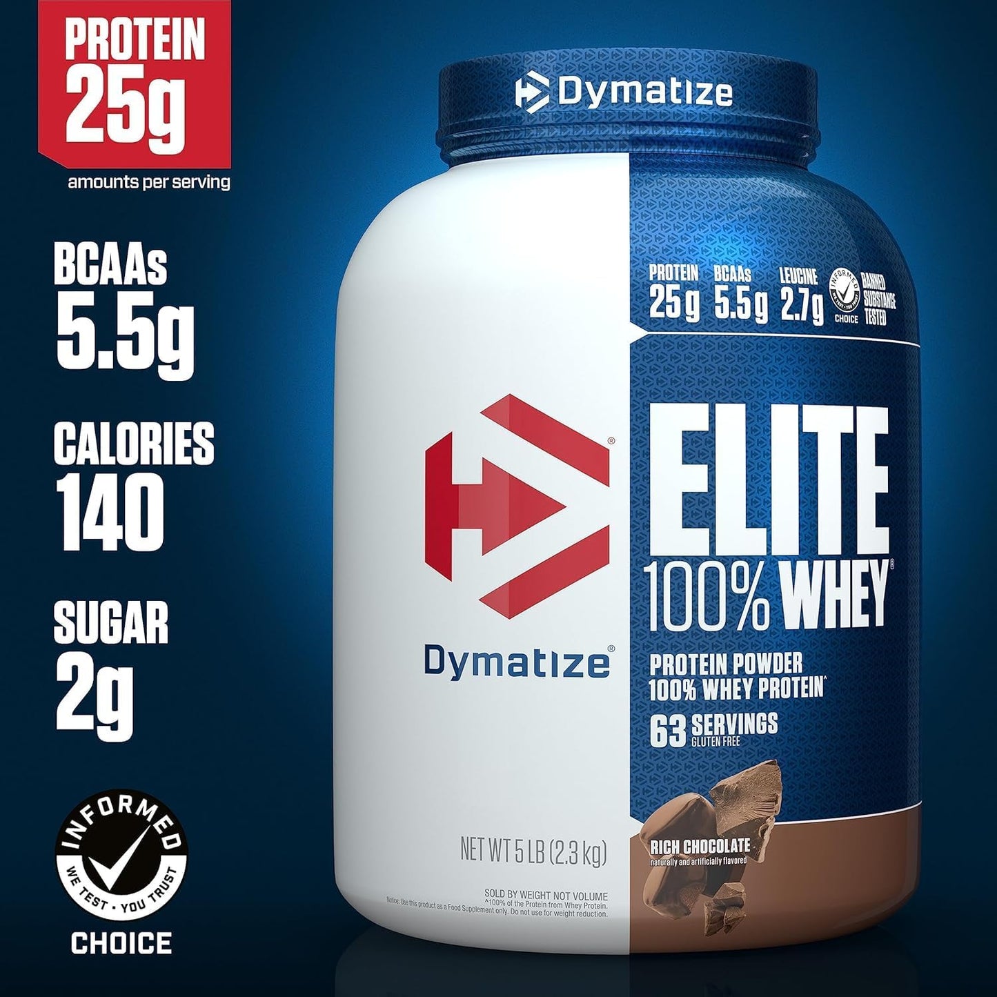 Dymatize Elite 100% Whey Protein Powder, 25g of Protein, 60+ Servings (Multiple Flavors)