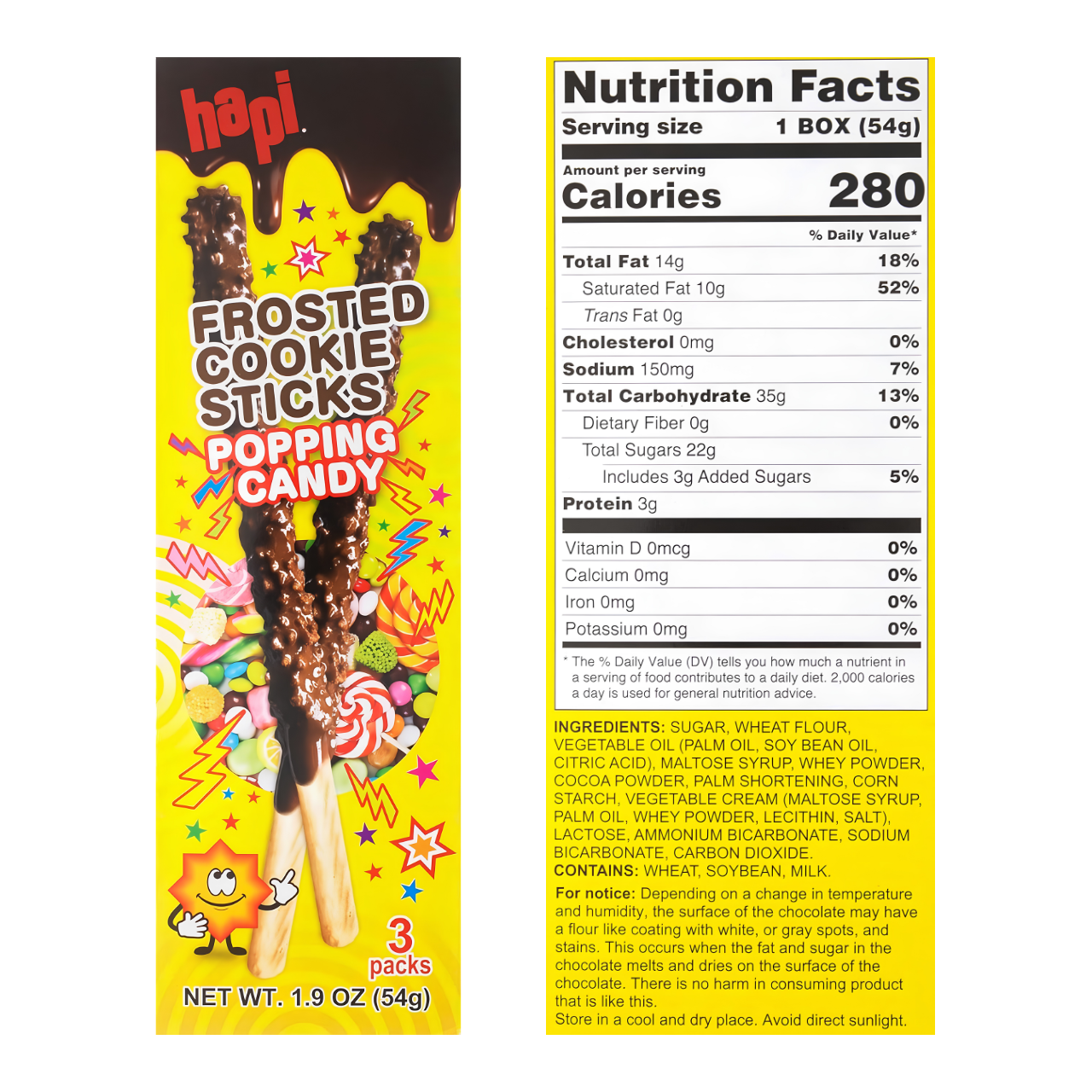 Hapi | Frosted Cookie Sticks Popping Candy (3 Sticks - Pack of 1)