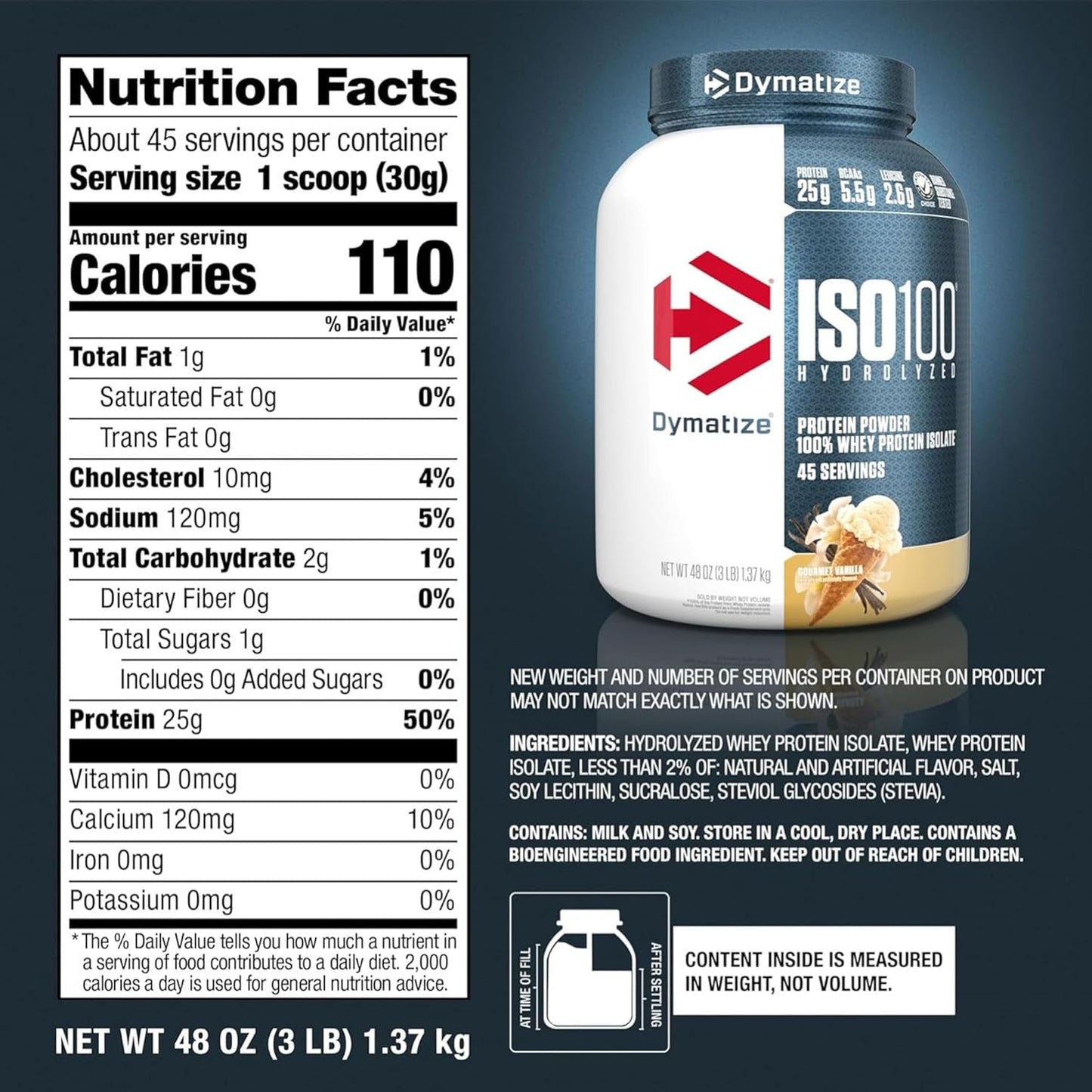 Dymatize ISO100 - Hydrolyzed Protein Powder - 100% Whey Isolate - (Multiple Flavors)