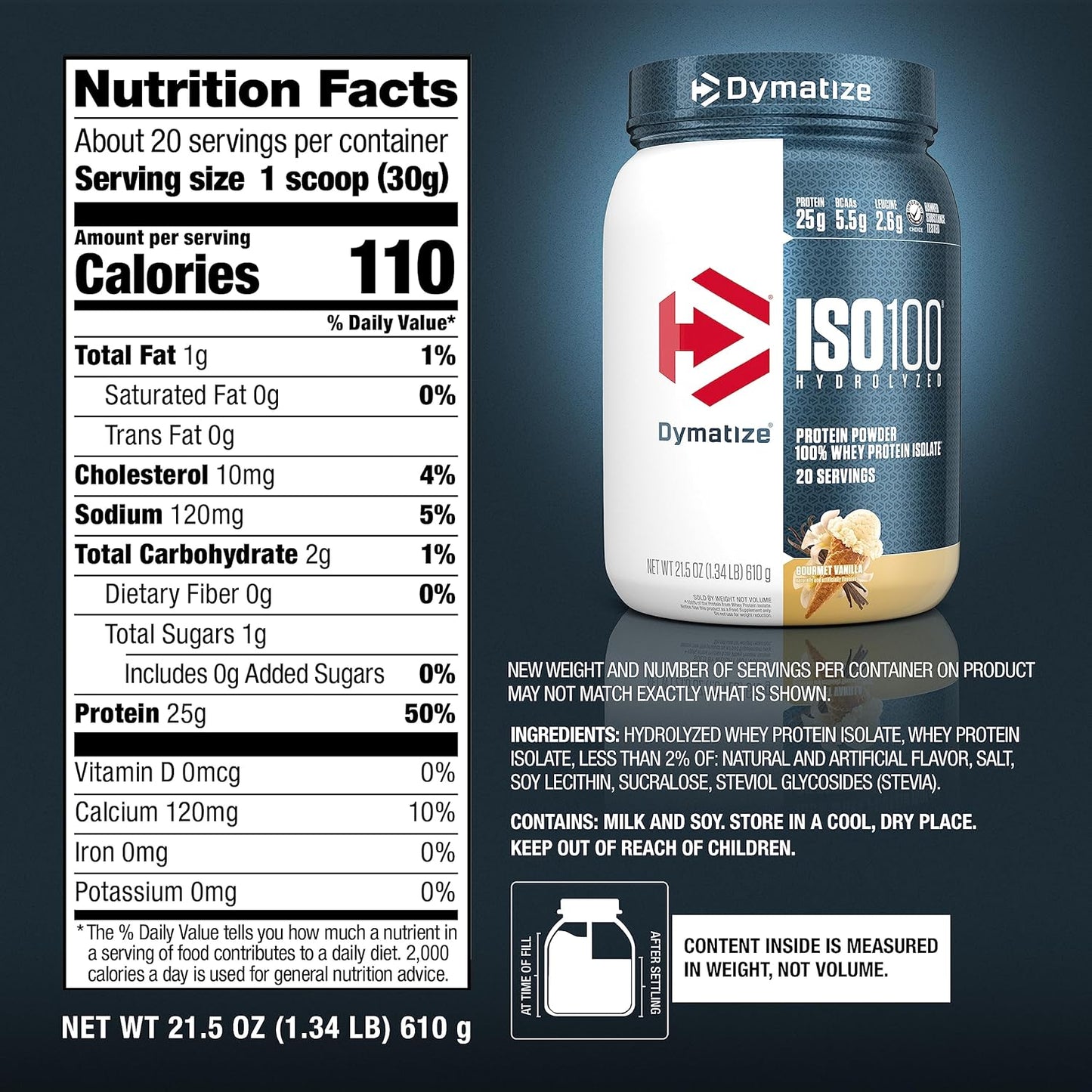 Dymatize ISO100 - Hydrolyzed Protein Powder - 100% Whey Isolate - (Multiple Flavors)