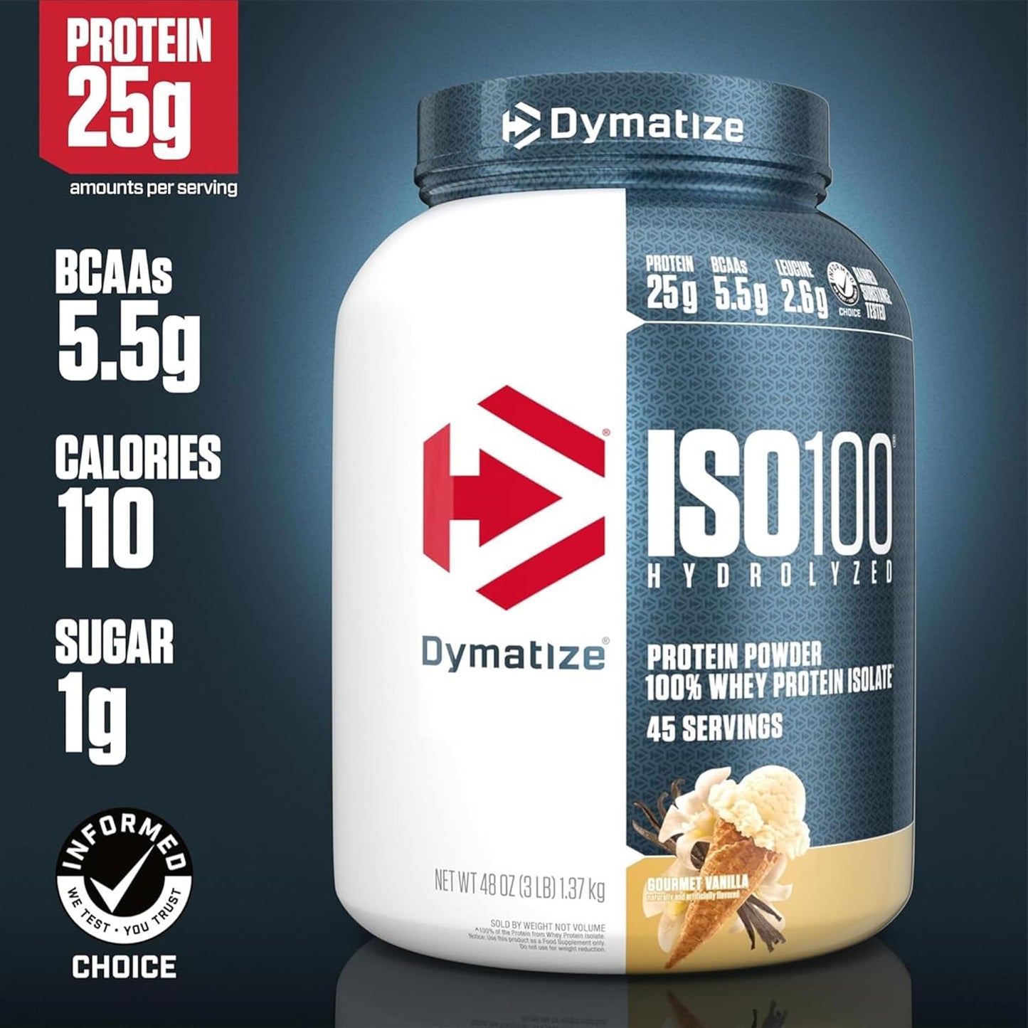 Dymatize ISO100 - Hydrolyzed Protein Powder - 100% Whey Isolate - (Multiple Flavors)