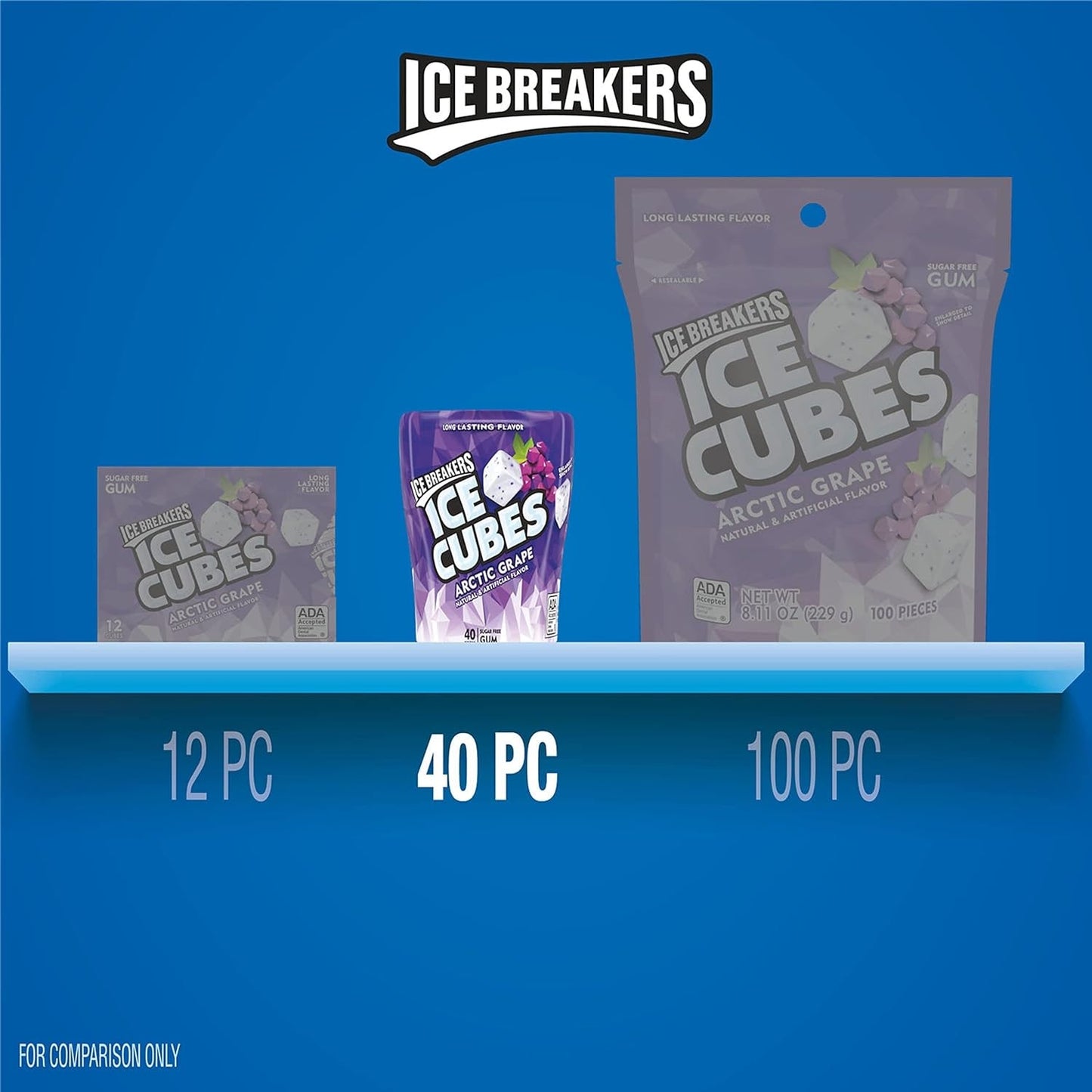ICE BREAKERS - Ice Cubes - Chewing Gum Bottle - USA