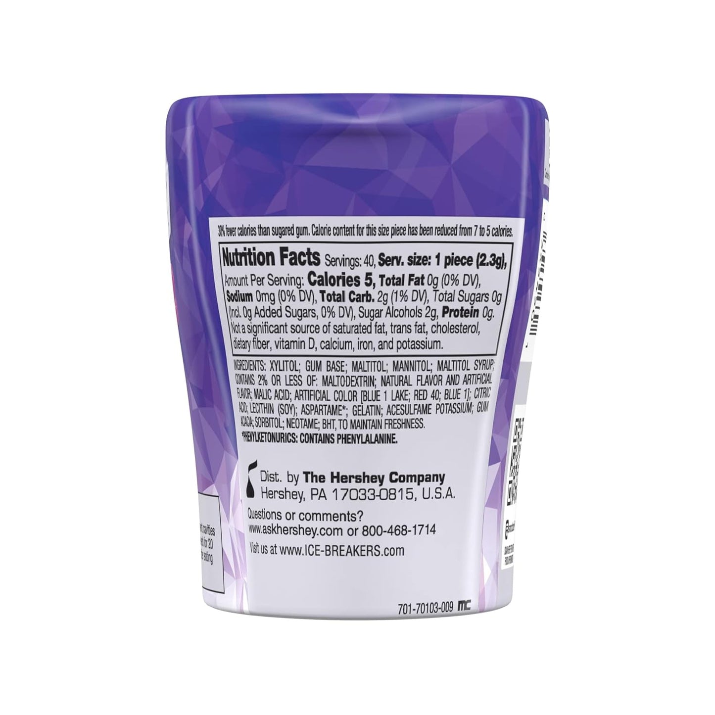 ICE BREAKERS - Ice Cubes - Chewing Gum Bottle - USA
