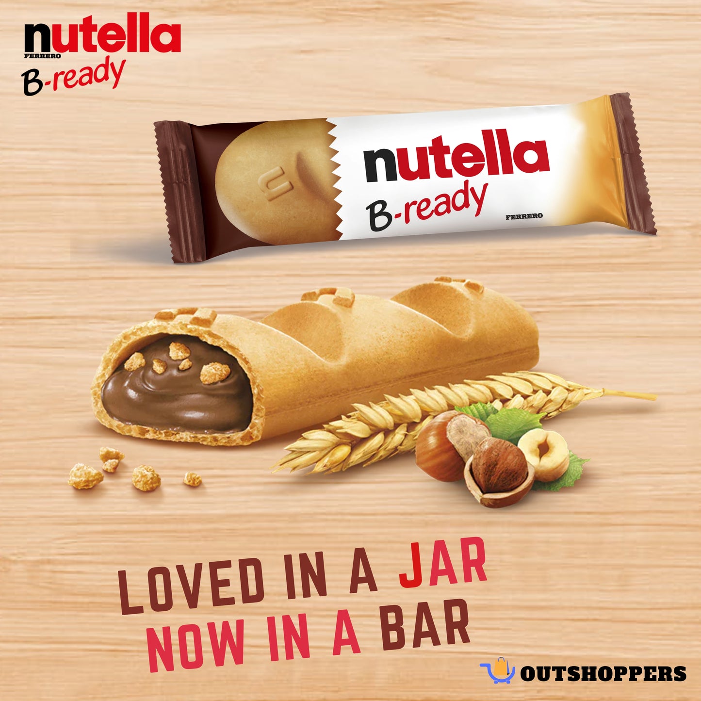 Nutella Ferrero B- Ready, Wafer Coated Chocolate Biscuits
