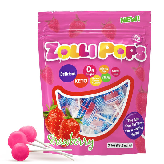Zollipops | Dentist-Approved Treats for Kids (Strawberry, 3.1 Oz)