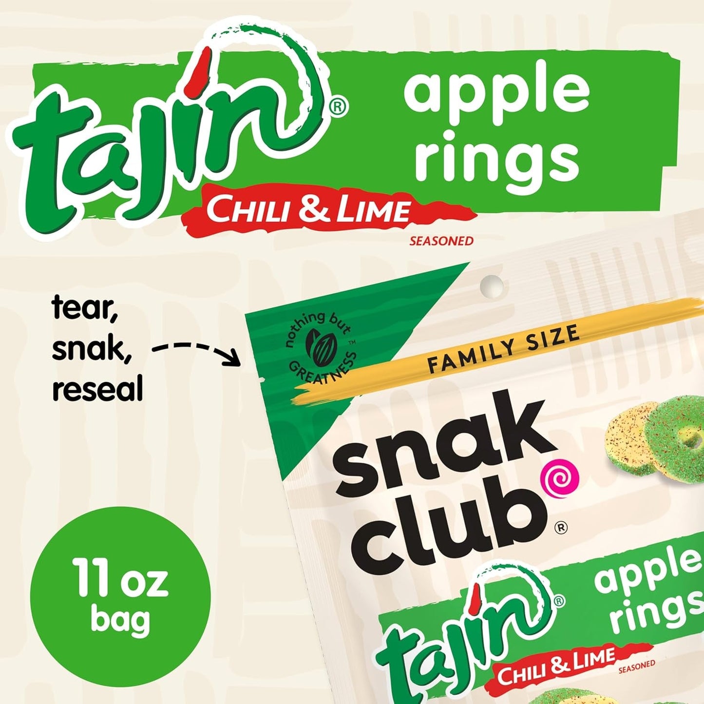 Snak Club | Rings | Sweet and Spicy Gummy Candy| Watermelon, Apple, Mango, Peach and Pineapple