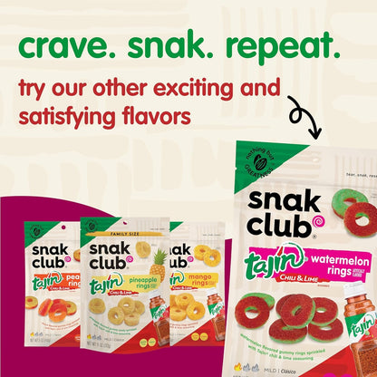 Snak Club | Rings | Sweet and Spicy Gummy Candy| Watermelon, Apple, Mango, Peach and Pineapple