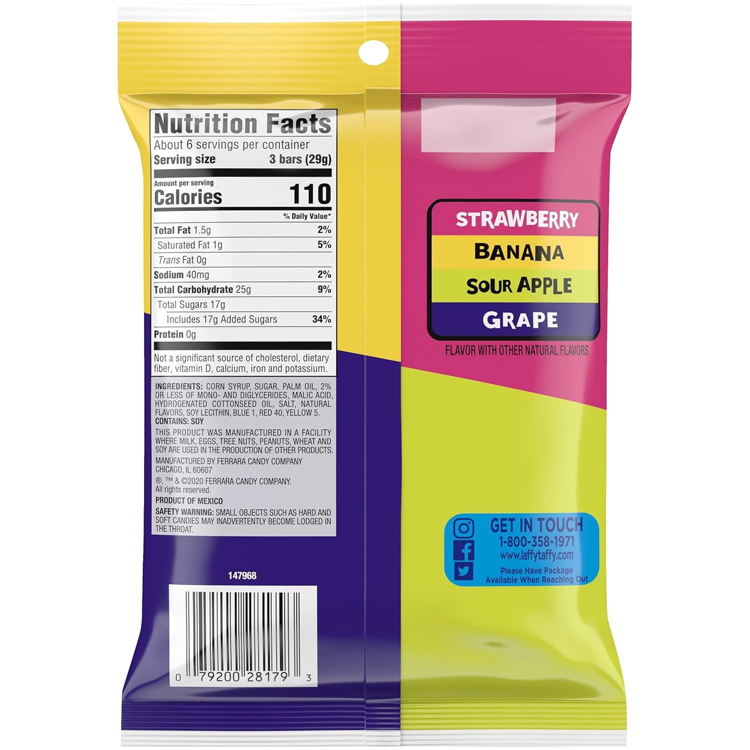 Laffy Taffy Candy | Banana and Assorted Fruit Flavors, Individually Wrapped Mini Bars