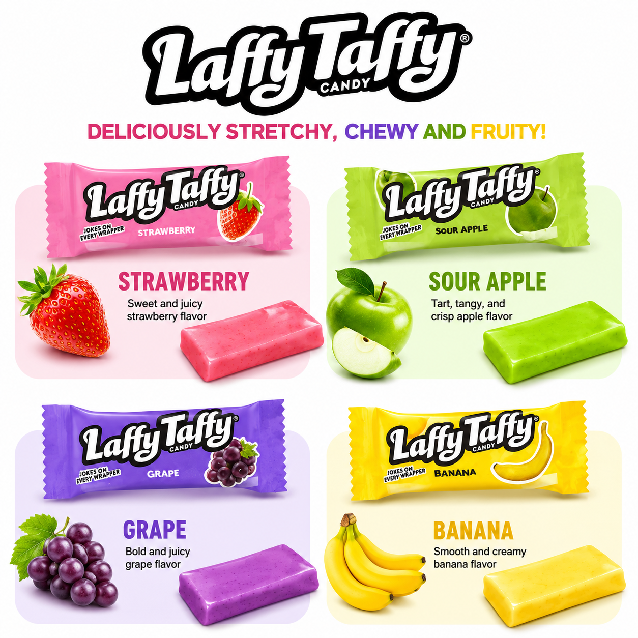 Laffy Taffy Candy | Banana and Assorted Fruit Flavors, Individually Wrapped Mini Bars