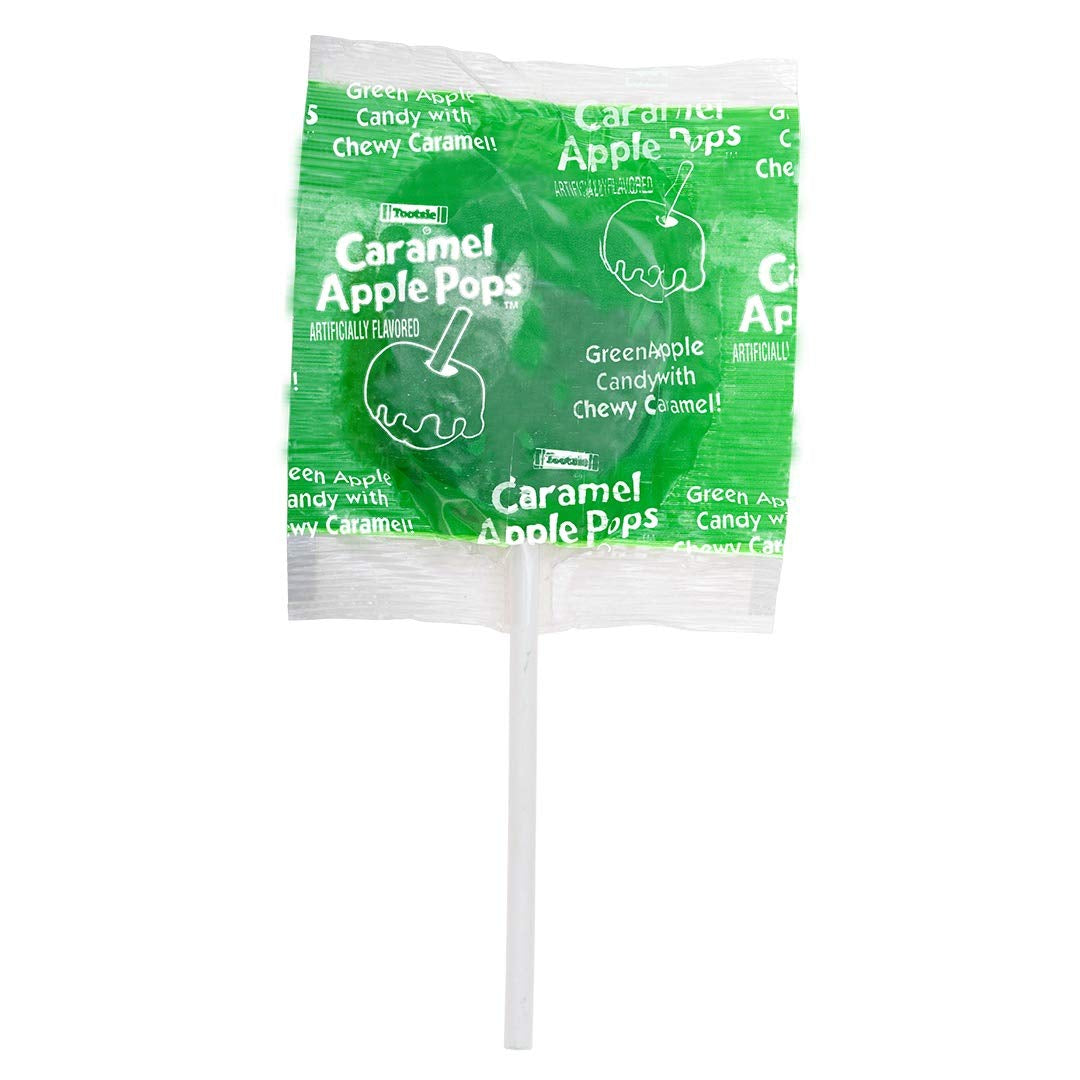Tootsie Roll | Caramel Apple Pops | Caramel Covered Green Apple Candy Lollipops | Pack of 24