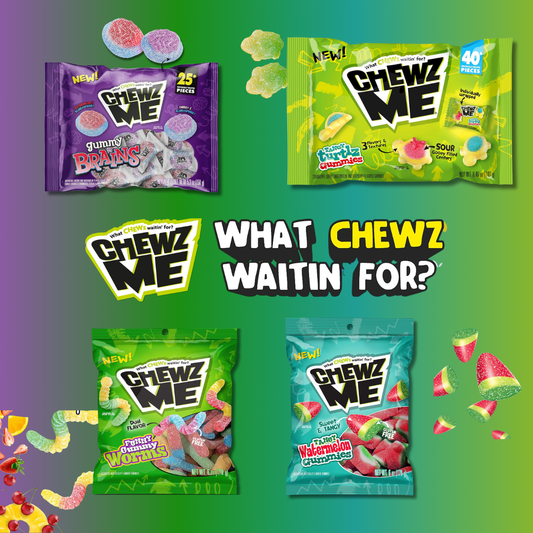 ChewzMe | Gummies | Watermelon, Gummy Brain, Tangy Turtlz and Sour Gummy Worms