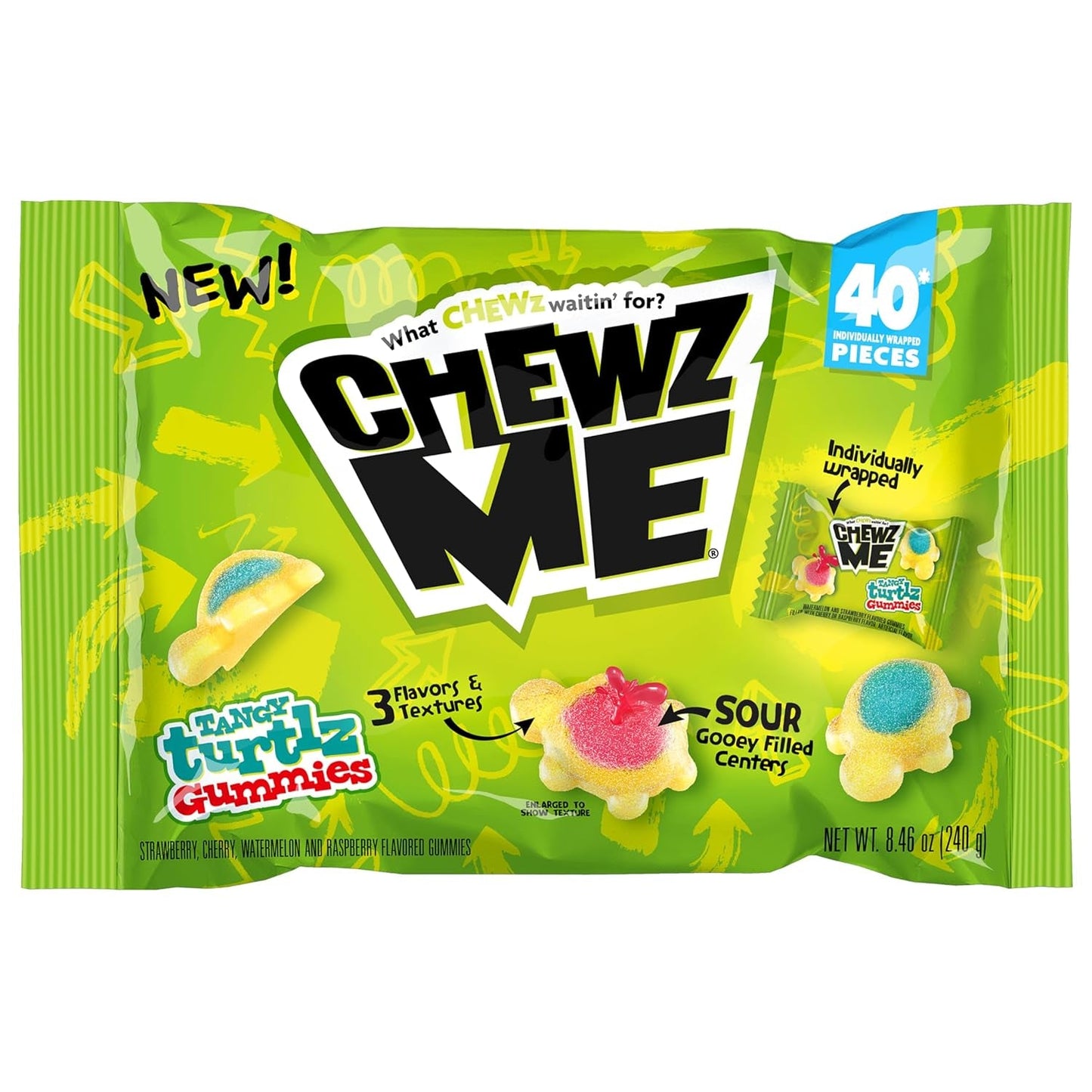ChewzMe | Gummies | Watermelon, Gummy Brain, Tangy Turtlz and Sour Gummy Worms