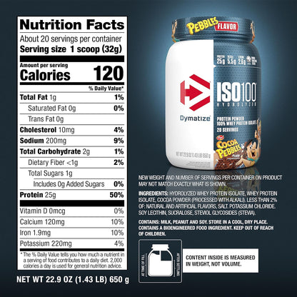 Dymatize ISO100 - Hydrolyzed Protein Powder - 100% Whey Isolate - (Multiple Flavors)