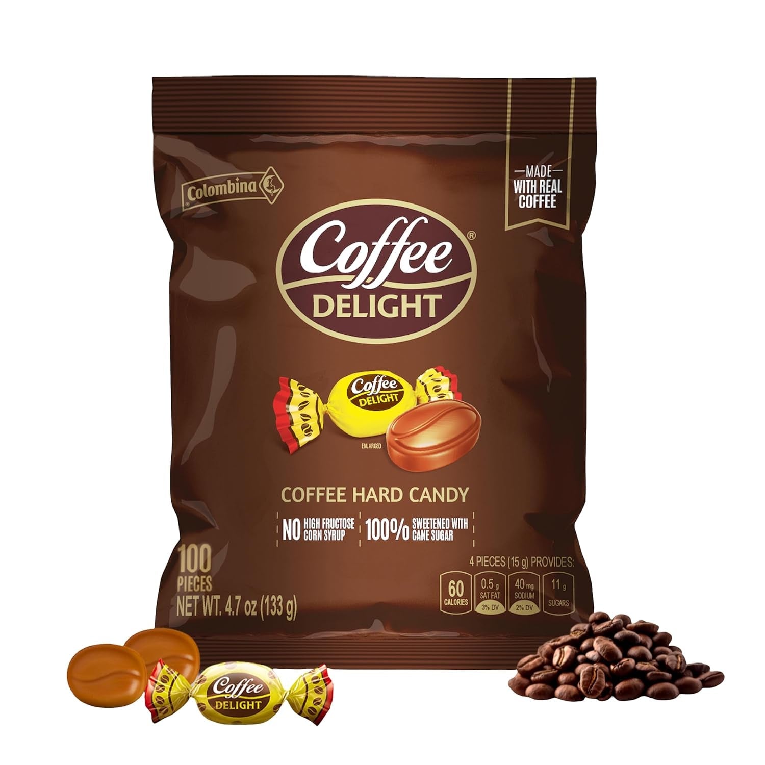 Colombina | Coffee Delight Hard Candy | Coffee-Flavored Candy | 100 Count Bag