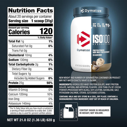 Dymatize ISO100 - Hydrolyzed Protein Powder - 100% Whey Isolate - (Multiple Flavors)