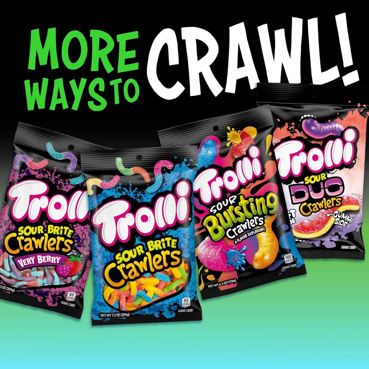 TROLLI | Sour Brite, Duo and Electric Crawlers | Gummy Worms