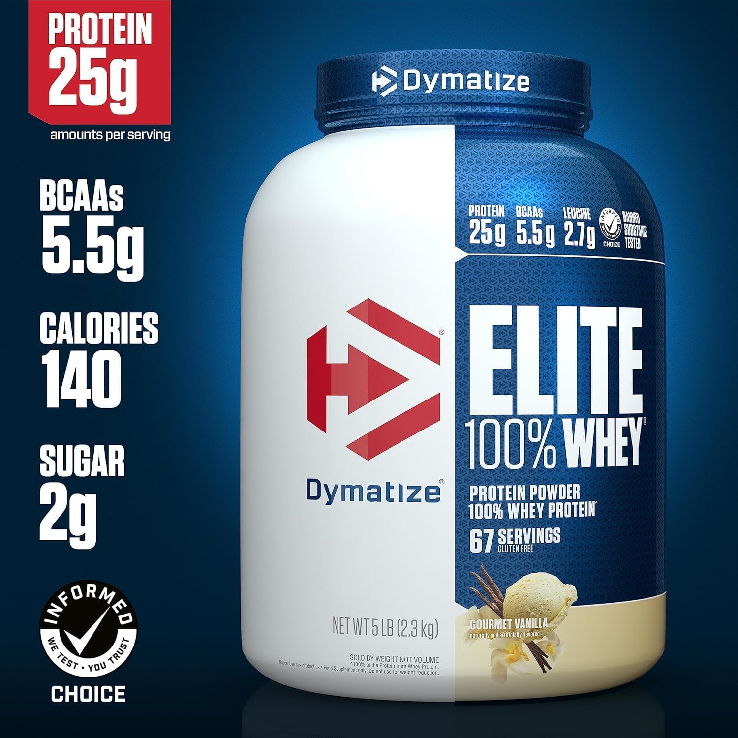 Dymatize Elite 100% Whey Protein Powder, 25g of Protein, 60+ Servings (Multiple Flavors)