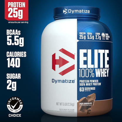 Dymatize Elite 100% Whey Protein Powder, 25g of Protein, 60+ Servings (Multiple Flavors)