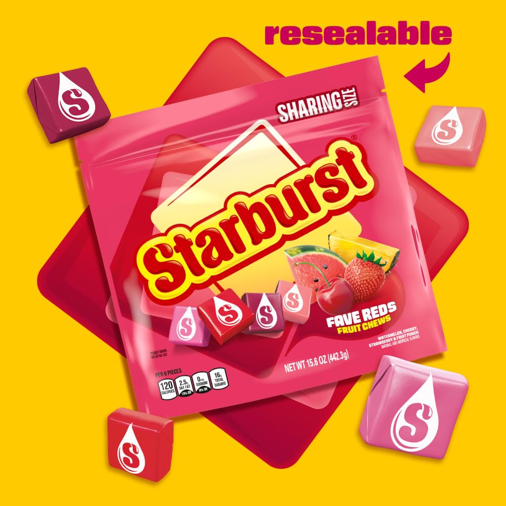 STARBURST | FaveREDS, Original Jelly Beans and Fruit Chews Candy | Resealable Bag