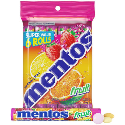 MENTOS Fruit Candy | Mint Chewy Roll | 14 Pieces Per Roll (Pack of 6)