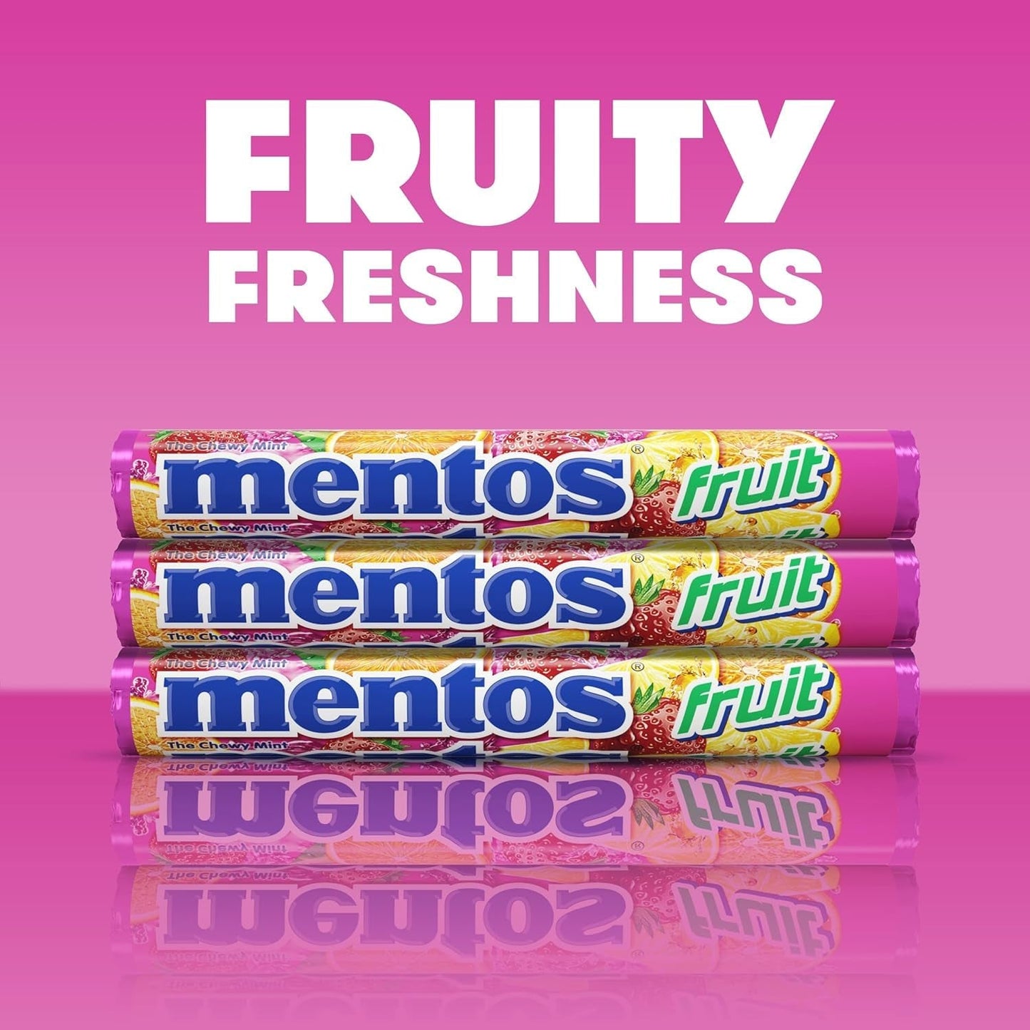 MENTOS Fruit Candy | Mint Chewy Roll | 14 Pieces Per Roll (Pack of 6)