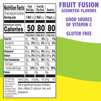 Fruit Roll-Ups | Fruit by the Foot and Gushers | Variety Pack, 16 Pouches