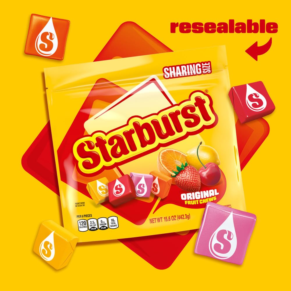 STARBURST | FaveREDS, Original Jelly Beans and Fruit Chews Candy | Resealable Bag