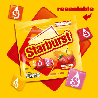 STARBURST | FaveREDS, Original Jelly Beans and Fruit Chews Candy | Resealable Bag