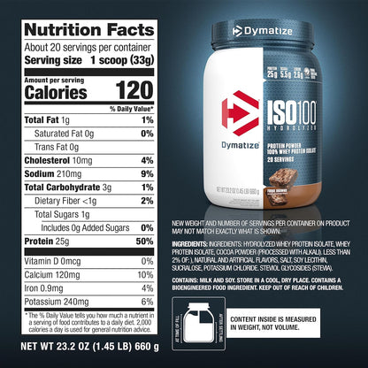 Dymatize ISO100 - Hydrolyzed Protein Powder - 100% Whey Isolate - (Multiple Flavors)