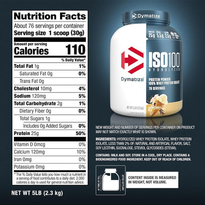 Dymatize ISO100 - Hydrolyzed Protein Powder - 100% Whey Isolate - (Multiple Flavors)