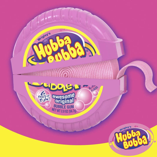 Hubba Bubba -  Awesome Original - Bubble Gum Tape - USA, (Pack of 1)