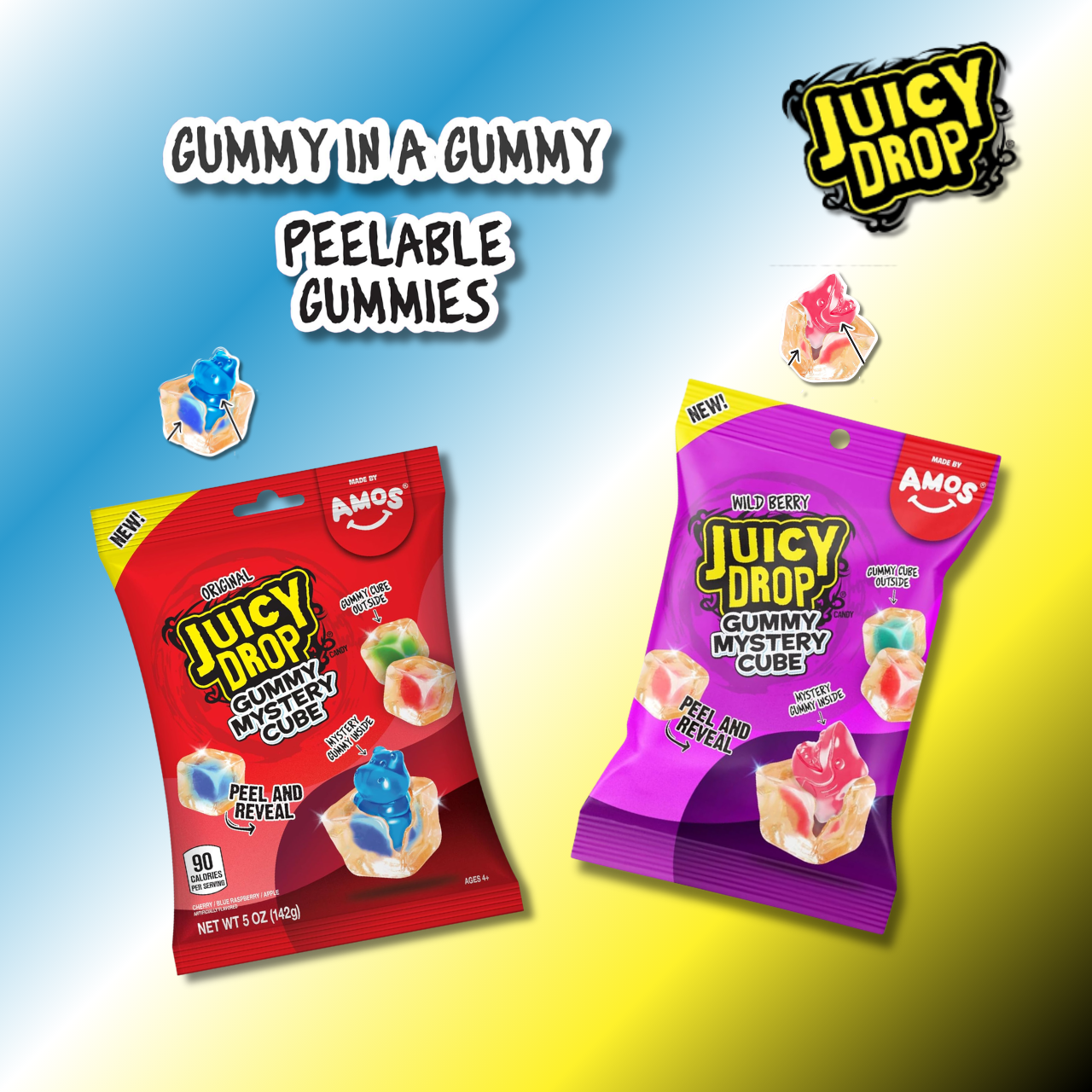 JUICY DROP | Mystery Gummy Candy Cubes | Strawberry and Wild Berry