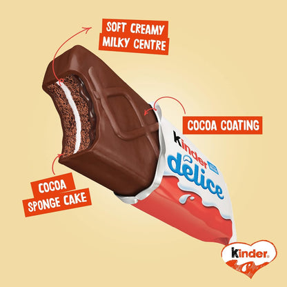 Kinder Delice - Rich & Smooth Milk Chocolate Creamy Pastry Cake Biscuit