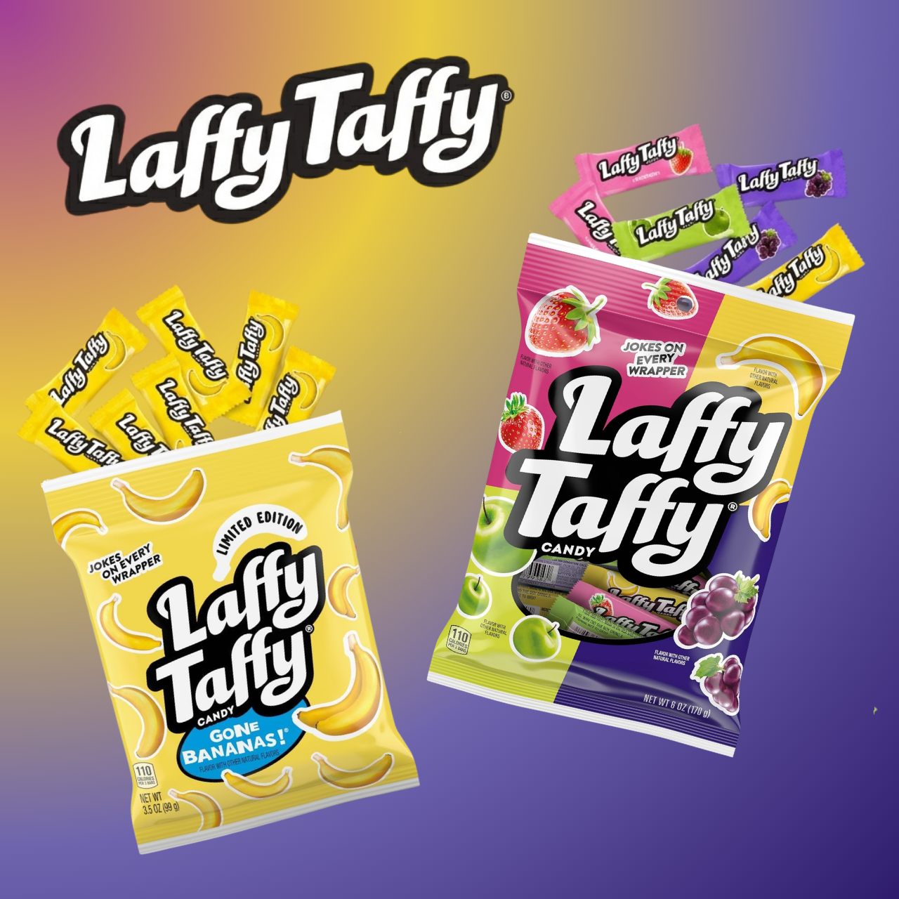 Laffy Taffy Candy | Banana and Assorted Fruit Flavors, Individually Wrapped Mini Bars