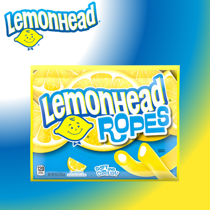 Lemonhead Ropes | Lemon, Tart and Citrusy | Soft and Chewy Candy | 9 oz