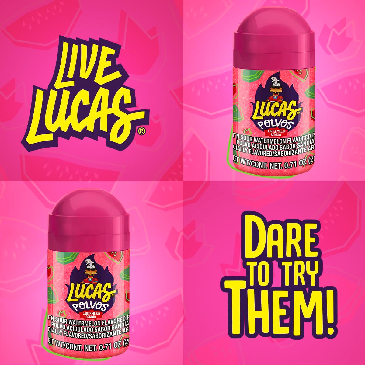 LUCAS | POLVOS | Powder and HOT Liquid (Watermelon and Chamoy)