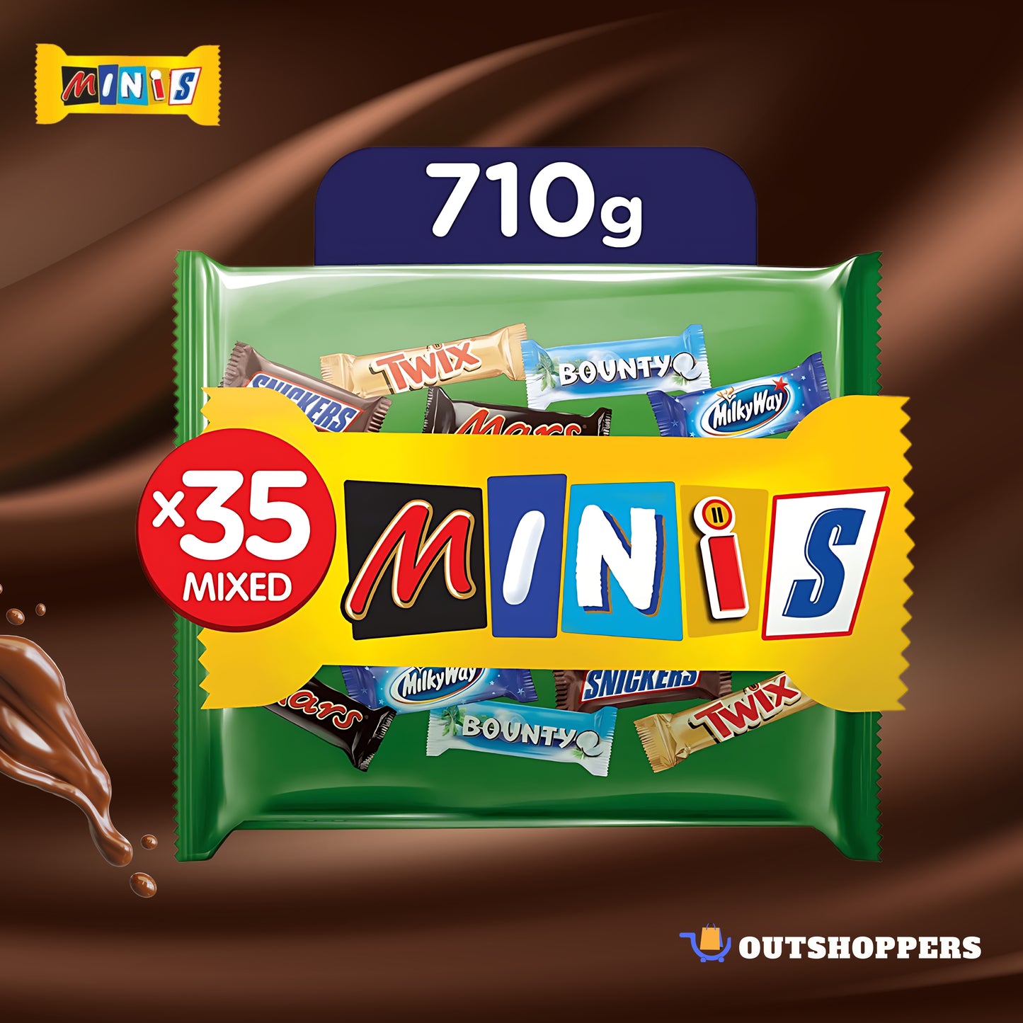 Mini's Chocolates - Mars - Snickers - Twix - Bounty - MilkyWay & Variety Pack