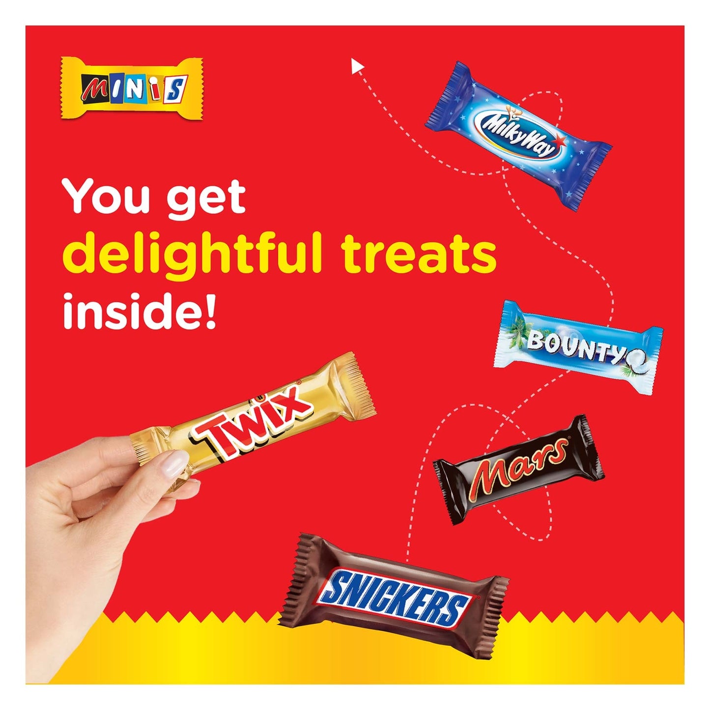Mini's Chocolates - Mars - Snickers - Twix - Bounty - MilkyWay & Variety Pack