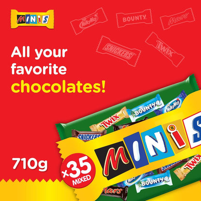 Mini's Chocolates - Mars - Snickers - Twix - Bounty - MilkyWay & Variety Pack