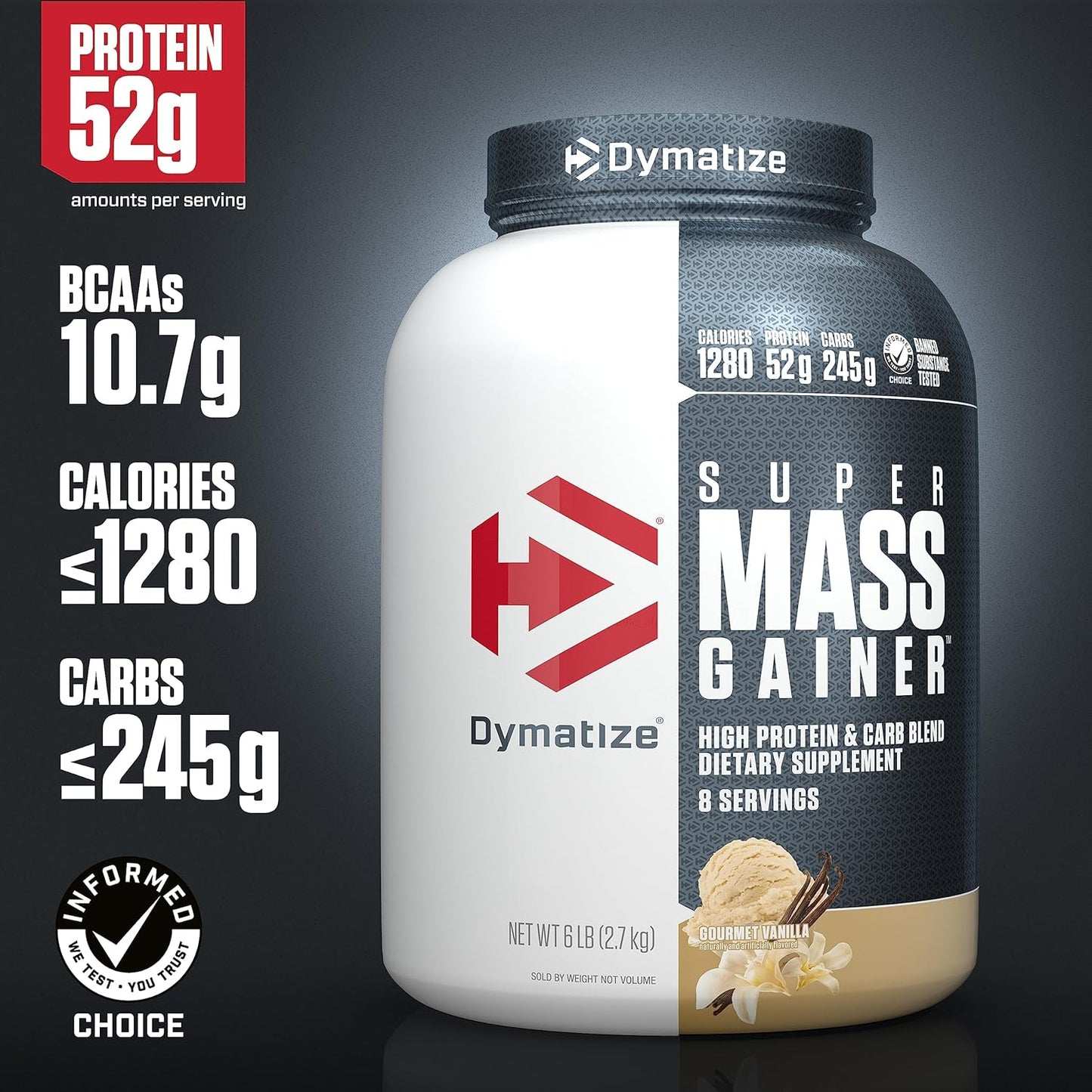 Dymatize - Super Mass Gainer - Protein Powder - Gain Strength & Size (Gourmet Vanilla)