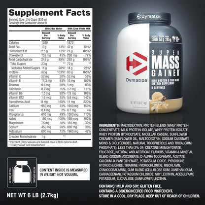 Dymatize - Super Mass Gainer - Protein Powder - Gain Strength & Size (Gourmet Vanilla)