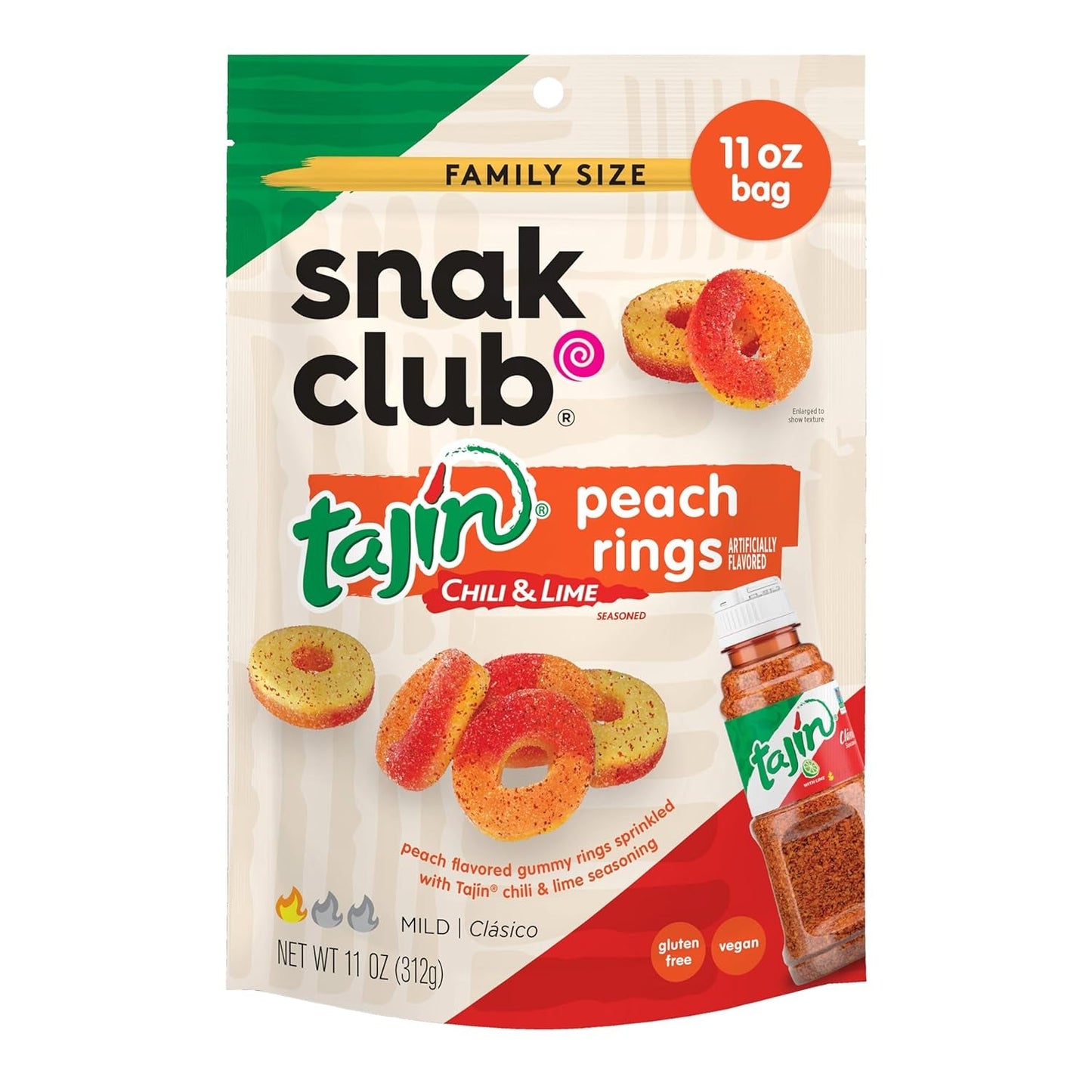 Snak Club | Rings | Sweet and Spicy Gummy Candy| Watermelon, Apple, Mango, Peach and Pineapple