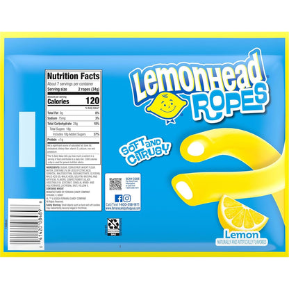 Lemonhead Ropes | Lemon, Tart and Citrusy | Soft and Chewy Candy | 9 oz