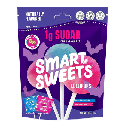 SmartSweets | Lollipops | Blue Raspberry & Watermelon and Halloween Version | Low Sugar & Calories