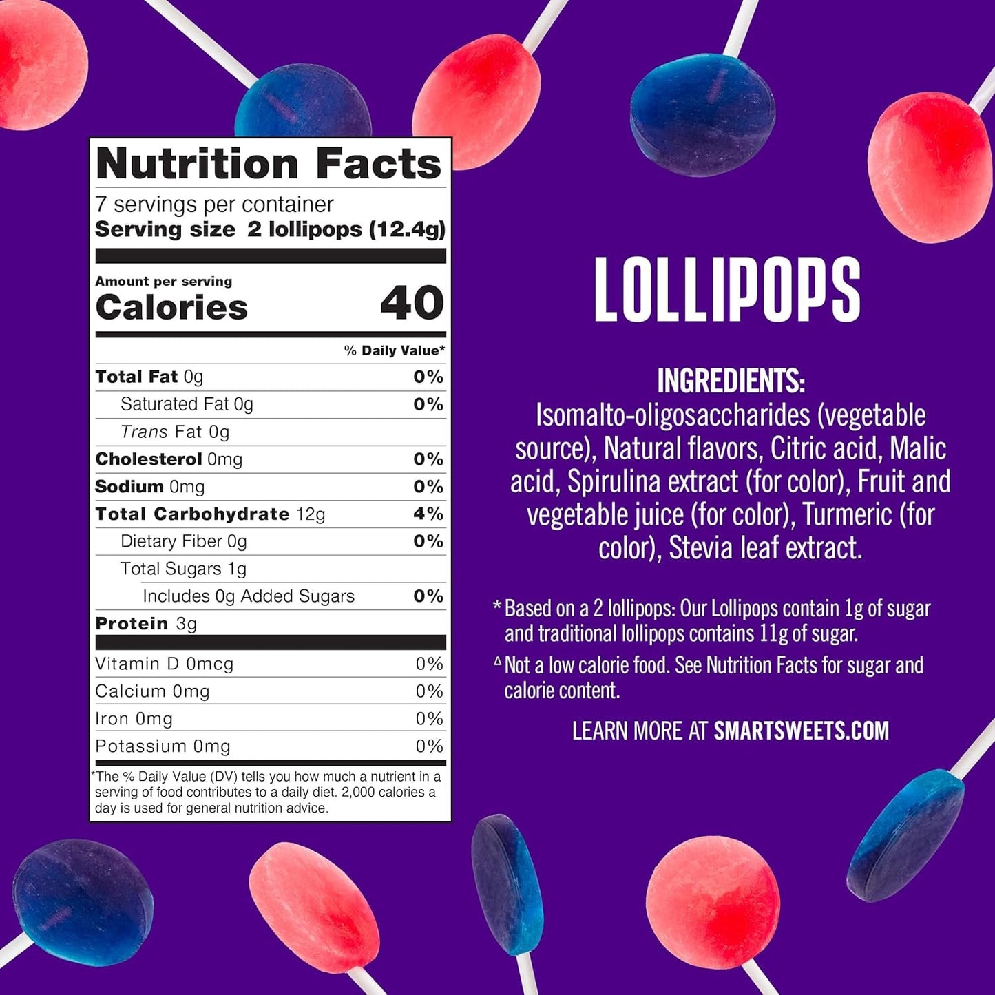 SmartSweets | Lollipops | Blue Raspberry & Watermelon and Halloween Version | Low Sugar & Calories