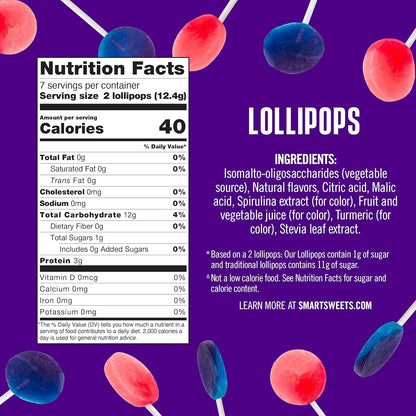 SmartSweets | Lollipops | Blue Raspberry & Watermelon and Halloween Version | Low Sugar & Calories
