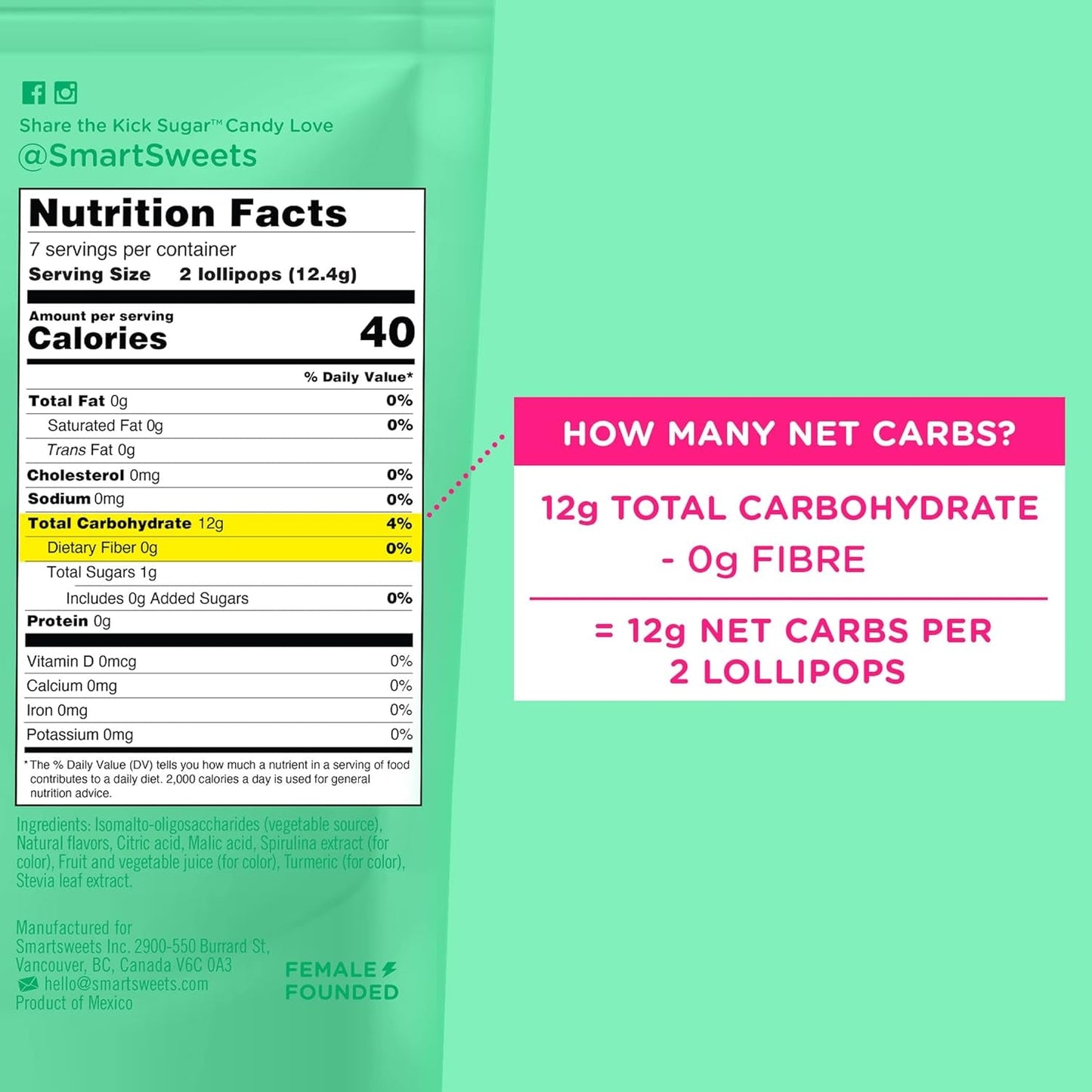 SmartSweets | Lollipops | Blue Raspberry & Watermelon and Halloween Version | Low Sugar & Calories