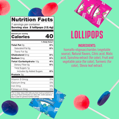 SmartSweets | Lollipops | Blue Raspberry & Watermelon and Halloween Version | Low Sugar & Calories